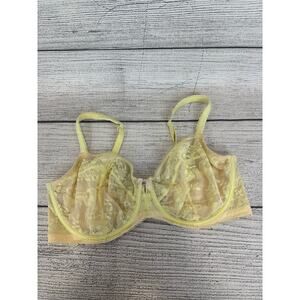 Victoria's Secret Yellow Lace Unlined Demi Underwire Bra Size 36DDD